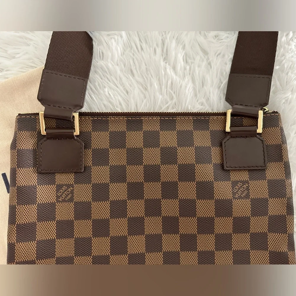 Authentic Louis Vuitton Damier Ebene DE Pochette Bosphore Crossbody Bag Rare HTF